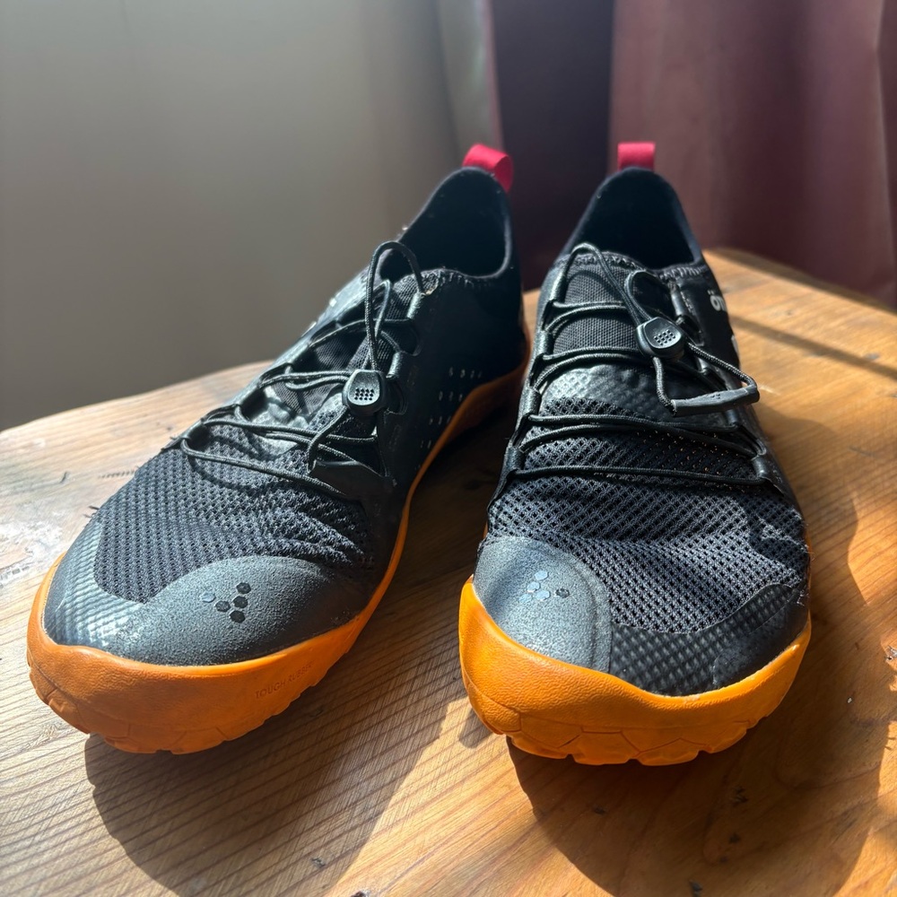 Vivo Barefoot Black and Orange Sneakers